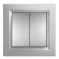 Włącznik światła podwójny z ramką HoDWS006 - aluminiowy