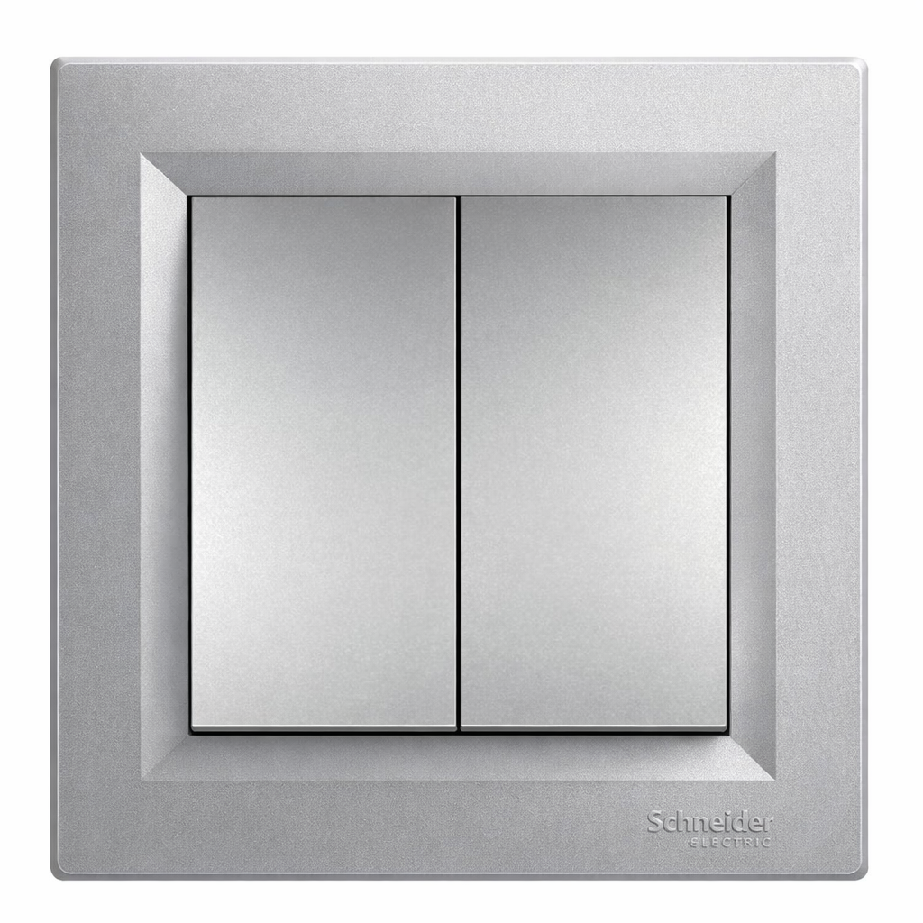 Włącznik światła podwójny z ramką HoDWS006 - aluminiowy