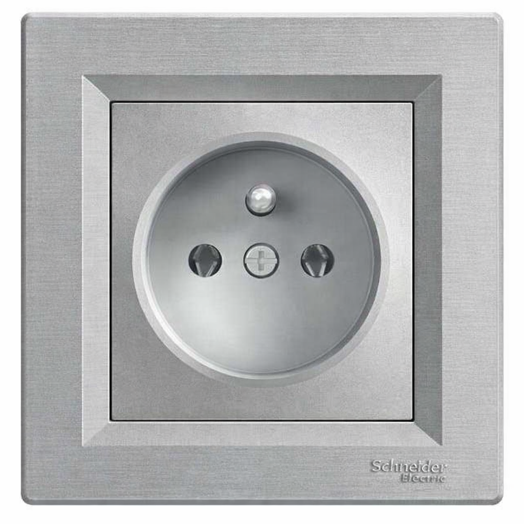 Gniazdo pojedyncze z uziemieniem z ramką HoDG003 – aluminiowe